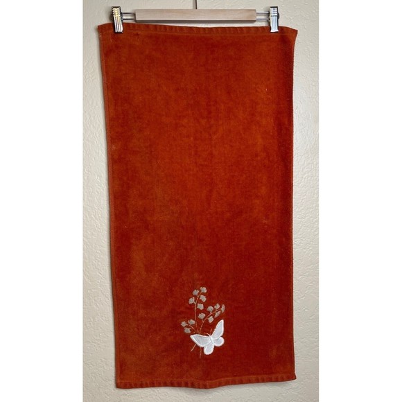Vintage Ames Hand Towel Orange with Butterfly MCM Mid-Century Modern Retro Mod - Picture 1 of 6